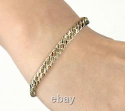 9CT YELLOW GOLD 7.5 inch CHUNKY DOUBLE CURB BRACELET 7MM UK HALLMARKED