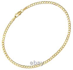 9CT YELLOW GOLD 7.5 inch CURB LADIES BRACELET UK HALLMARKED