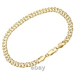 9CT YELLOW GOLD 7.5 inch DOUBLE CURB LADIES BRACELET 5MM UK HALLMARKED