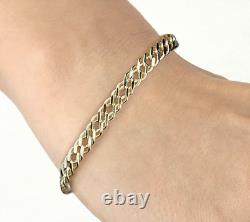 9CT YELLOW GOLD 7.5 inch DOUBLE CURB LADIES BRACELET UK HALLMARKED