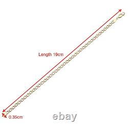 9CT YELLOW GOLD 7.5 inch DOUBLE CURB LADIES BRACELET UK HALLMARKED