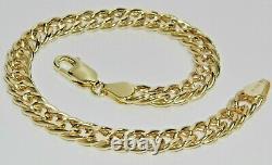 9CT YELLOW GOLD 8.5 inch CHUNKY DOUBLE CURB BRACELET 7MM UK HALLMARKED