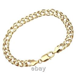 9CT YELLOW GOLD 8.5 inch DOUBLE CURB MENS BRACELET 6MM WIDTH UK HALLMARKED