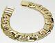 9ct Yellow Gold On Silver Mens Bracelet 8.5 Inch Large 15mm Links 42.0 Grams