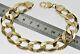 9ct Yellow Gold On Silver Mens Bracelet Curb Heavy Chunky 8.75 Inch 14mm