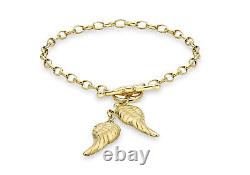 9CT Yellow Gold Angel Wing T-Bar Bracelet 7