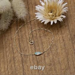 9CT Yellow Gold Blue Evil Eye Bracelet (7.5)