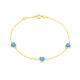 9ct Yellow Gold Clover Heart Turquoise Bracelet (7.5)