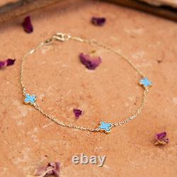 9CT Yellow Gold Clover Turquoise Bracelet (7.5)