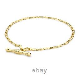 9CT Yellow Gold Figaro T-Bar Bracelet 7.5