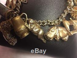9CT Yellow Gold Heavy Multi Charm Bracelet