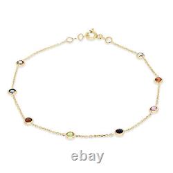 9CT Yellow Gold Multicolor CZ Bracelet Adjustable (7 7.5)