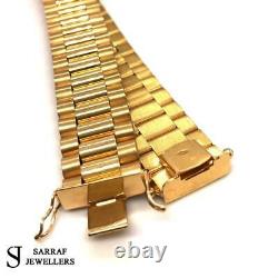 9CT Yellow SOLID Gold Genuine STRAP Bracelet 375 Hallmarked NEW GIFT 16MM 44GR