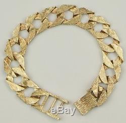 9Carat 9ct Yellow Gold Gents Heavy Patterned Curb 9 Inch Bracelet HALLMARKED