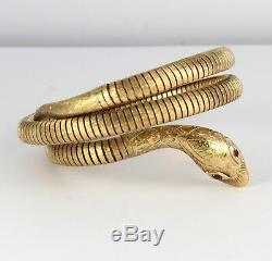 9Ct Gold Bark Patterned Double Snake /Serpent Bangle /Bracelet Smith & Pepper