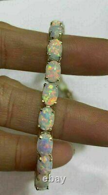 9Ct Oval Cut Fire Opal 7.5Inches Tennis Bracelet 14k Yellow Gold Finish For Her