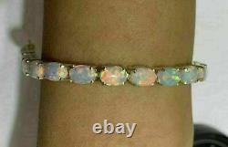 9Ct Oval Cut Fire Opal 7.5Inches Tennis Bracelet 14k Yellow Gold Finish For Her