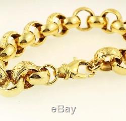 9Ct Yellow Gold 7.75 Patterned Belcher Bracelet (10mm Wide)