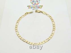 9K Yellow Gold Italian Made Figaro Curb Bracelet Vintage c1970