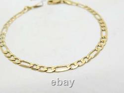 9K Yellow Gold Italian Made Figaro Curb Bracelet Vintage c1970