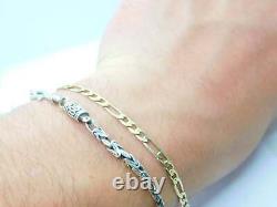 9K Yellow Gold Italian Made Figaro Curb Bracelet Vintage c1970