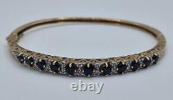 9.9g 9ct Yellow Gold Natural Sapphire & Diamond 57mm Bangle 375 9kt solid fancy