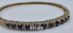 9.9g 9ct Yellow Gold Natural Sapphire & Diamond 57mm Bangle 375 9kt solid fancy