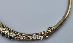 9.9g 9ct Yellow Gold Natural Sapphire & Diamond 57mm Bangle 375 9kt solid fancy