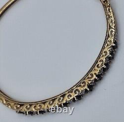 9.9g 9ct Yellow Gold Natural Sapphire & Diamond 57mm Bangle 375 9kt solid fancy