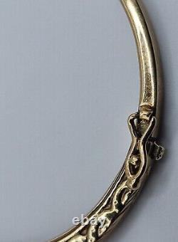 9.9g 9ct Yellow Gold Natural Sapphire & Diamond 57mm Bangle 375 9kt solid fancy