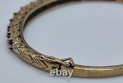 9.9g 9ct Yellow Gold Natural Sapphire & Diamond 57mm Bangle 375 9kt solid fancy