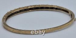 9.9g 9ct Yellow Gold Natural Sapphire & Diamond 57mm Bangle 375 9kt solid fancy
