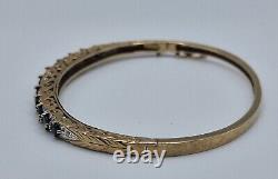 9.9g 9ct Yellow Gold Natural Sapphire & Diamond 57mm Bangle 375 9kt solid fancy