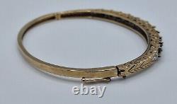 9.9g 9ct Yellow Gold Natural Sapphire & Diamond 57mm Bangle 375 9kt solid fancy