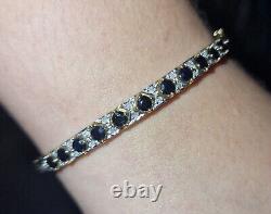 9.9g 9ct Yellow Gold Natural Sapphire & Diamond 57mm Bangle 375 9kt solid fancy