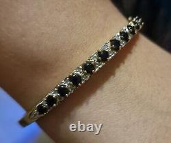 9.9g 9ct Yellow Gold Natural Sapphire & Diamond 57mm Bangle 375 9kt solid fancy