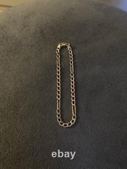 9 Carat Yellow Gold Figaro Chain Bracelet Hallmarked Weight 2.5 g 19.5 cm SA/ML
