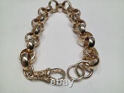 9 carat yellow gold hallmarked heavy belcher link bracelet, weighing 25gms