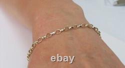 9 ct gold bracelets belchers oval solid smooth links ladies mens yellow 8 inches