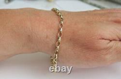 9 ct gold bracelets belchers oval solid smooth links ladies mens yellow 8 inches