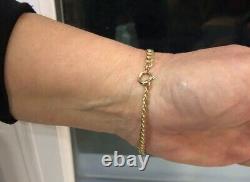 9 ct gold bracelets curb 7 inches double smooth yellow links ladies vintage 1990