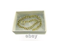 9 ct gold bracelets curb 7 inches double smooth yellow links ladies vintage 1990