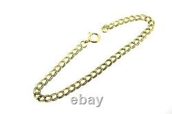 9 ct gold bracelets curb 7 inches double smooth yellow links ladies vintage 1990