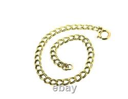 9 ct gold bracelets curb 7 inches double smooth yellow links ladies vintage 1990