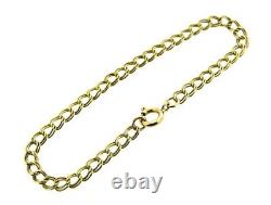 9 ct gold bracelets curb 7 inches double smooth yellow links ladies vintage 1990