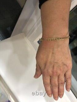 9 ct gold bracelets curb 7 inches double smooth yellow links ladies vintage 1990