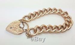 9ct (375,9K) 105gr Solid Rose Gold Large Ladies Curb Bracelet with Heart Lock