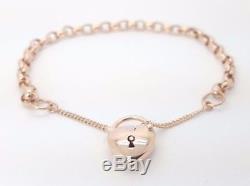 9ct (375,9K) Rose Gold Small Belcher Chain Bracelet with Heart Padlock