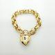 9ct (375, 9k) Yellow Gold Belcher Chain Bracelet With Large Heart Lock