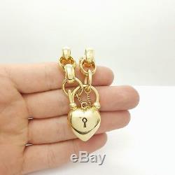 9ct (375, 9K) Yellow Gold Belcher Chain Bracelet with Large Heart Lock
